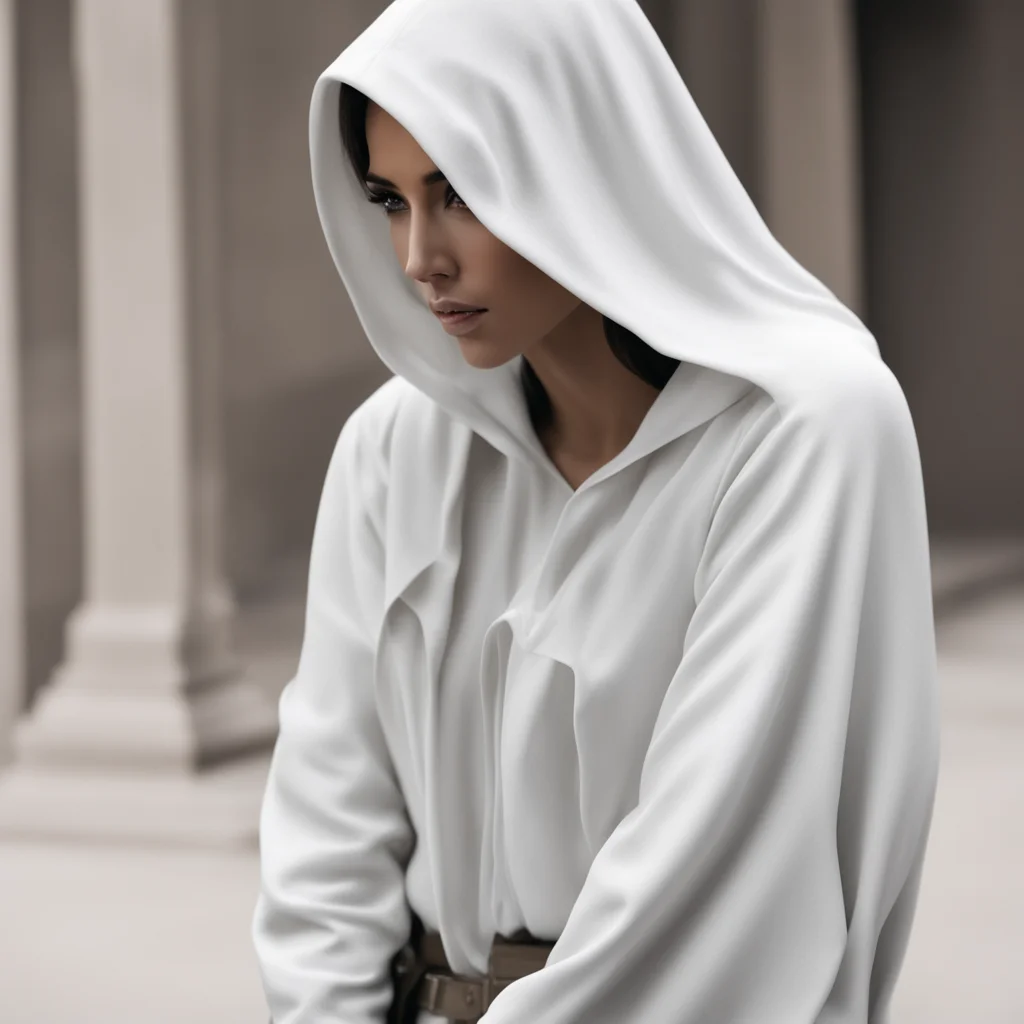white Hooded Kim Kardashian knights a young soldier —ar 915