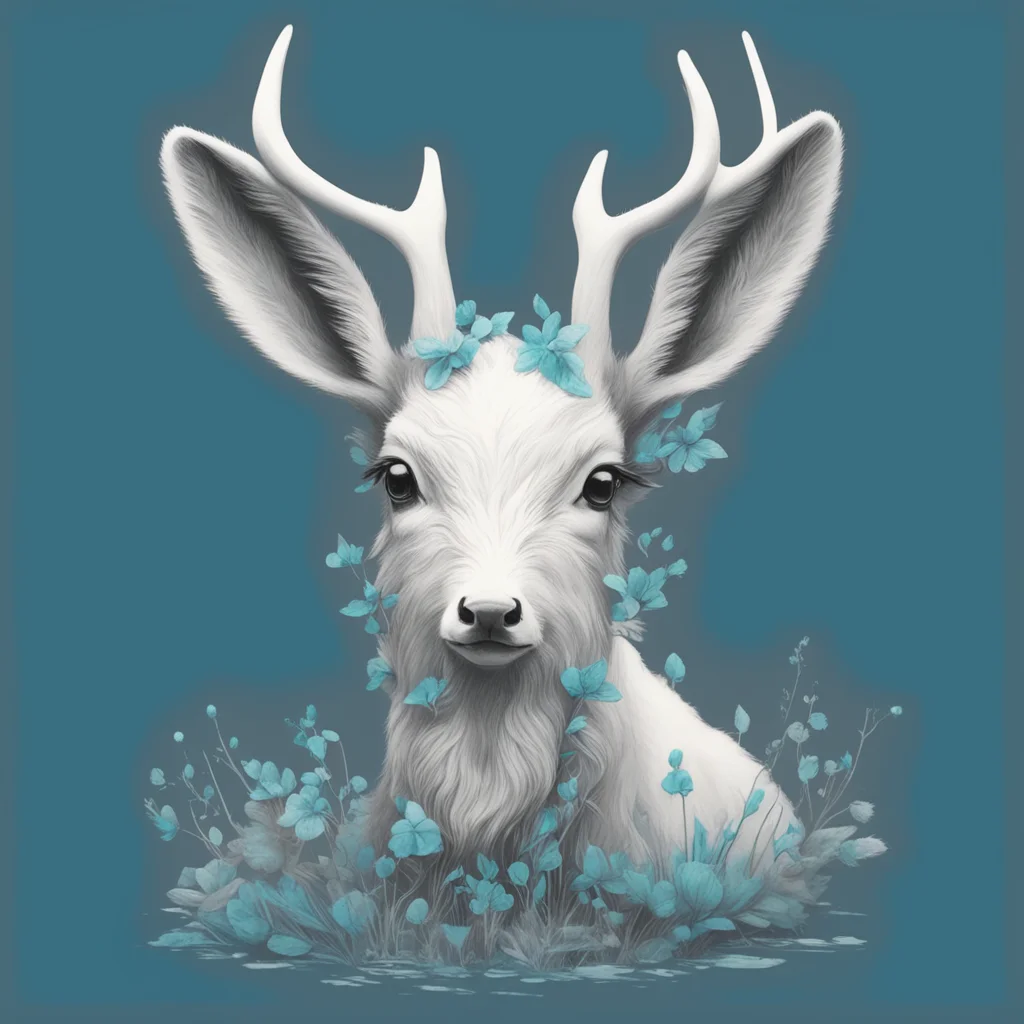 white cute deer trending on artstation  black and white adorable detail oriented artistry intricate detailing by Beeple 
