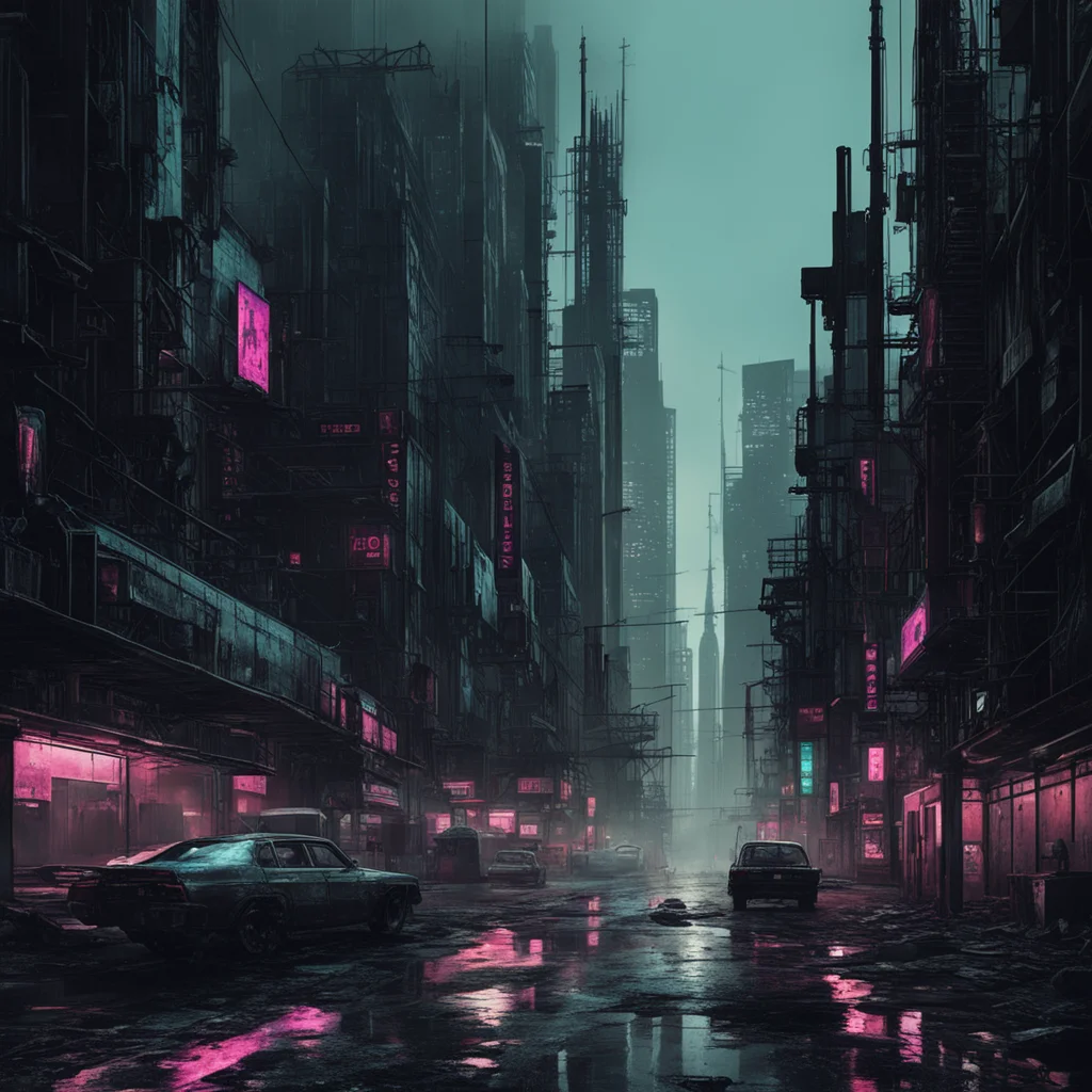 william gibson style dark cyberpunk with industrial influences cinematic dark moody realistic muted colors distressed me