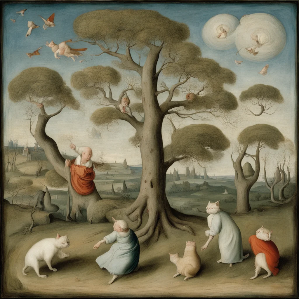 wind blowing trees a moving grandma scream and cats come home by Hieronymus Bosch ar 916