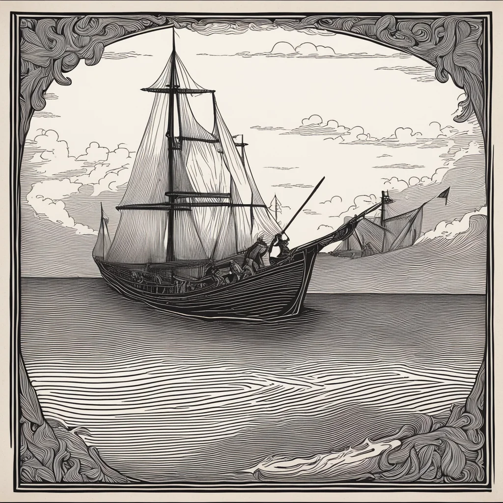 woodcut border viking sailing journey heroic discovery w 2048 h 128