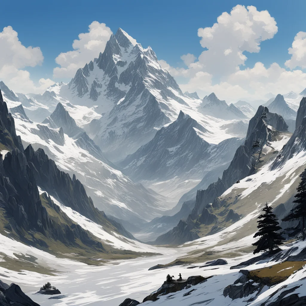 ww2 scene in a mountain range swiss alps concept art vast landscape ar 169