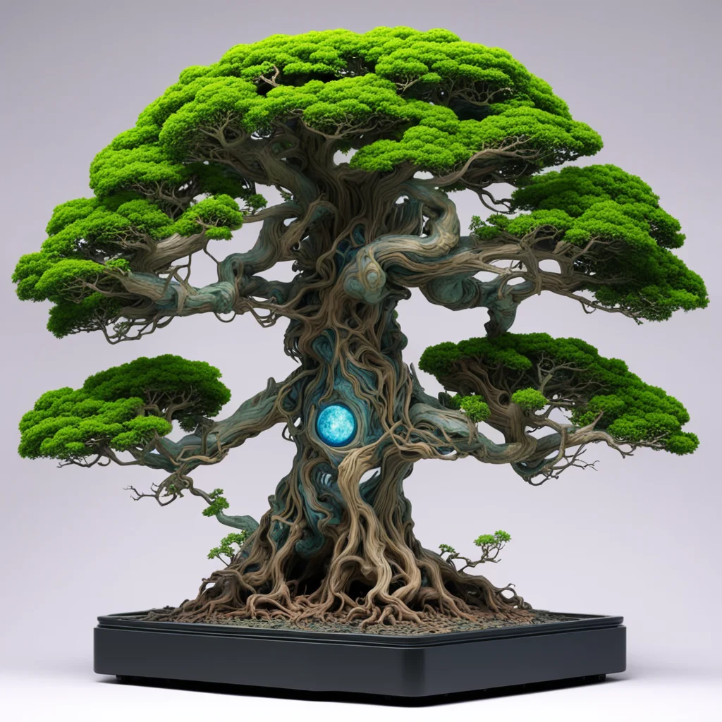 x ray munumental epic tree bonsai brain anime fume  by miyazaki ghibli breath of the cyber  lowtech system ornate  carve