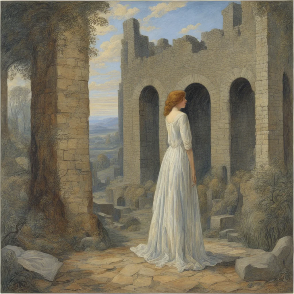 yearning at the ruins after the disaster in the morning by Edward Robert Hughes and Dora Carrington ml