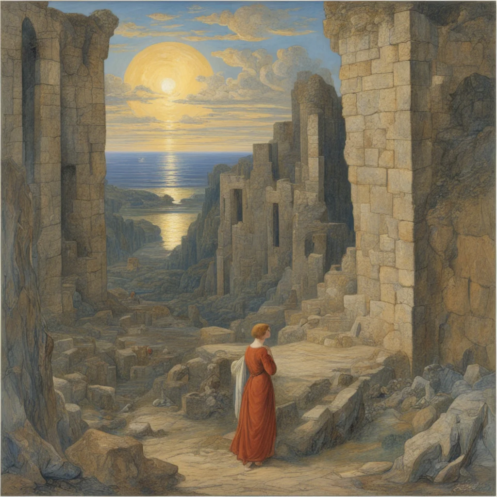 yearning at the ruins after the disaster in the morning by Edward Robert Hughes and Dora Carrington