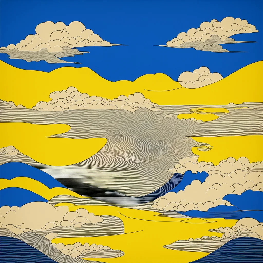 yellow paper2 simple color and line2 waves by Katsushika Hokusai2 clouds in suprematism2 cyberpuck sci fi monuments5 no human w 1415 h 1024 stop 85