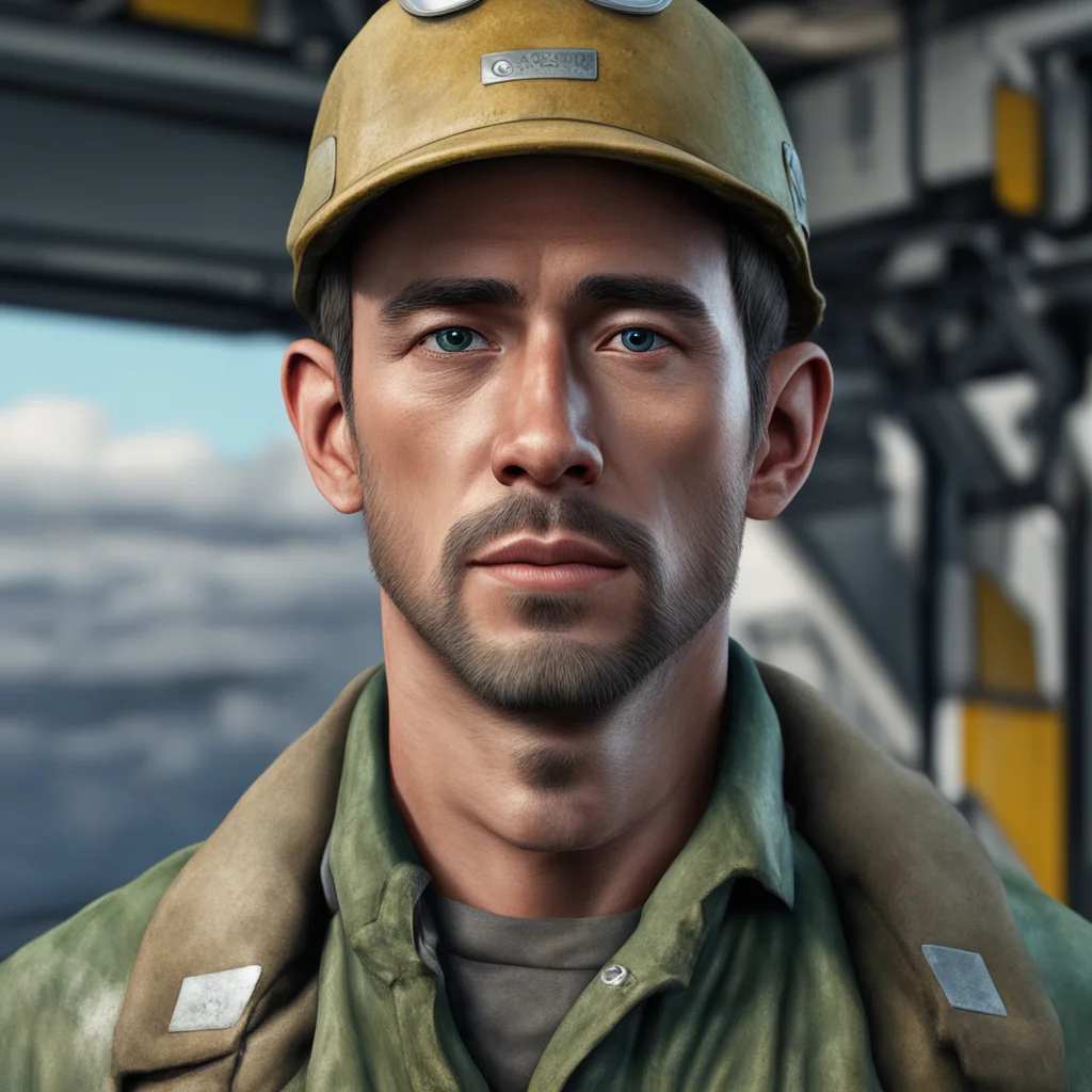 young cargo crewman affable Post impressionist character portrait chief 4k hyper realistic highly detailed ar 168