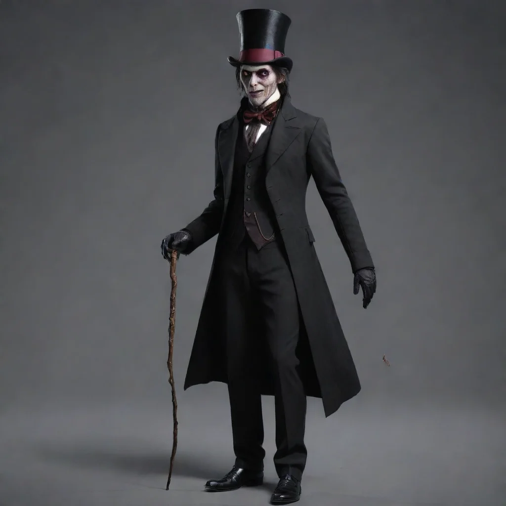 ai1800s realistic vampire character top hat spooky cane walking stick old suit tails hd aesthetic