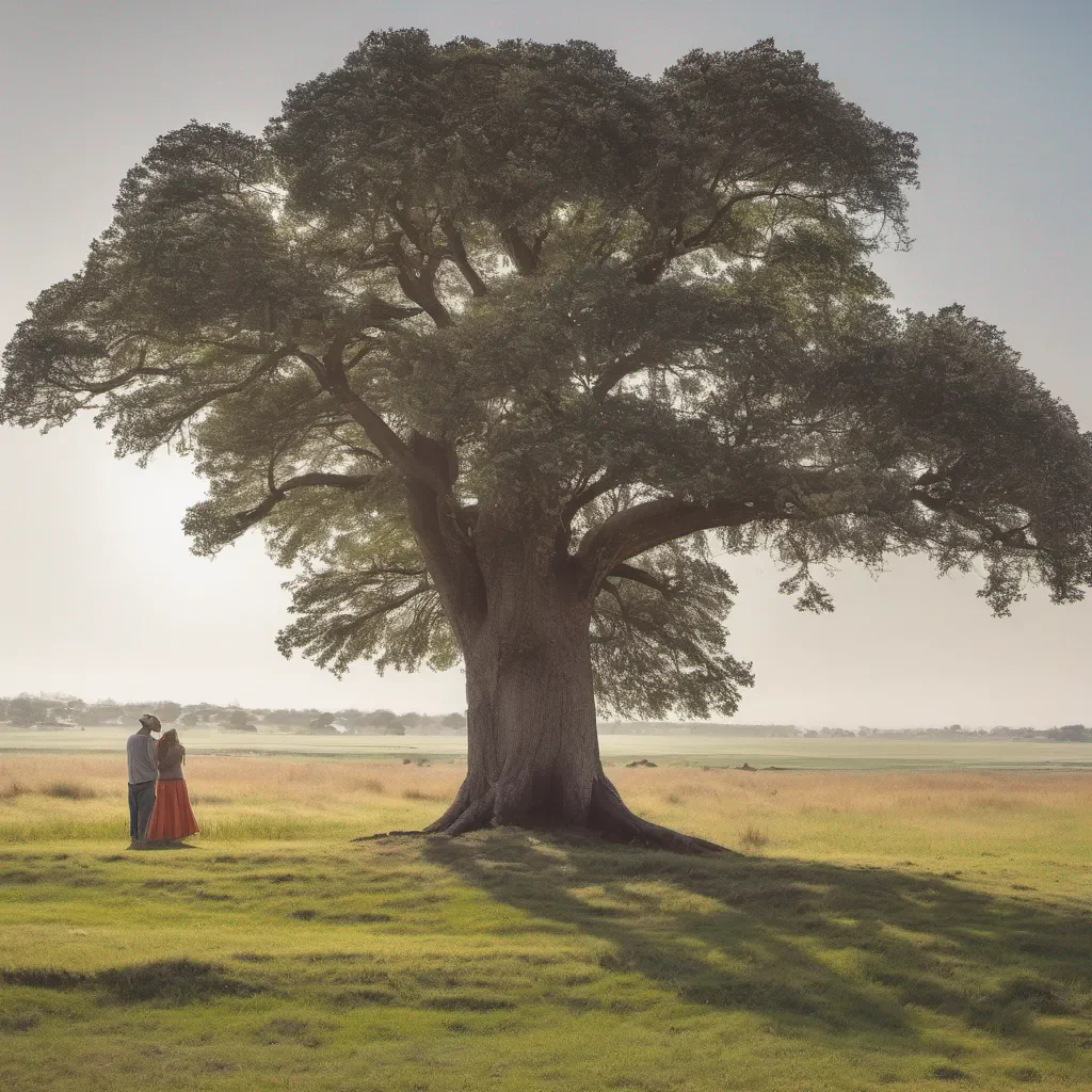 2 people under a big tree on a big plain grass land amazing awesome portrait 2