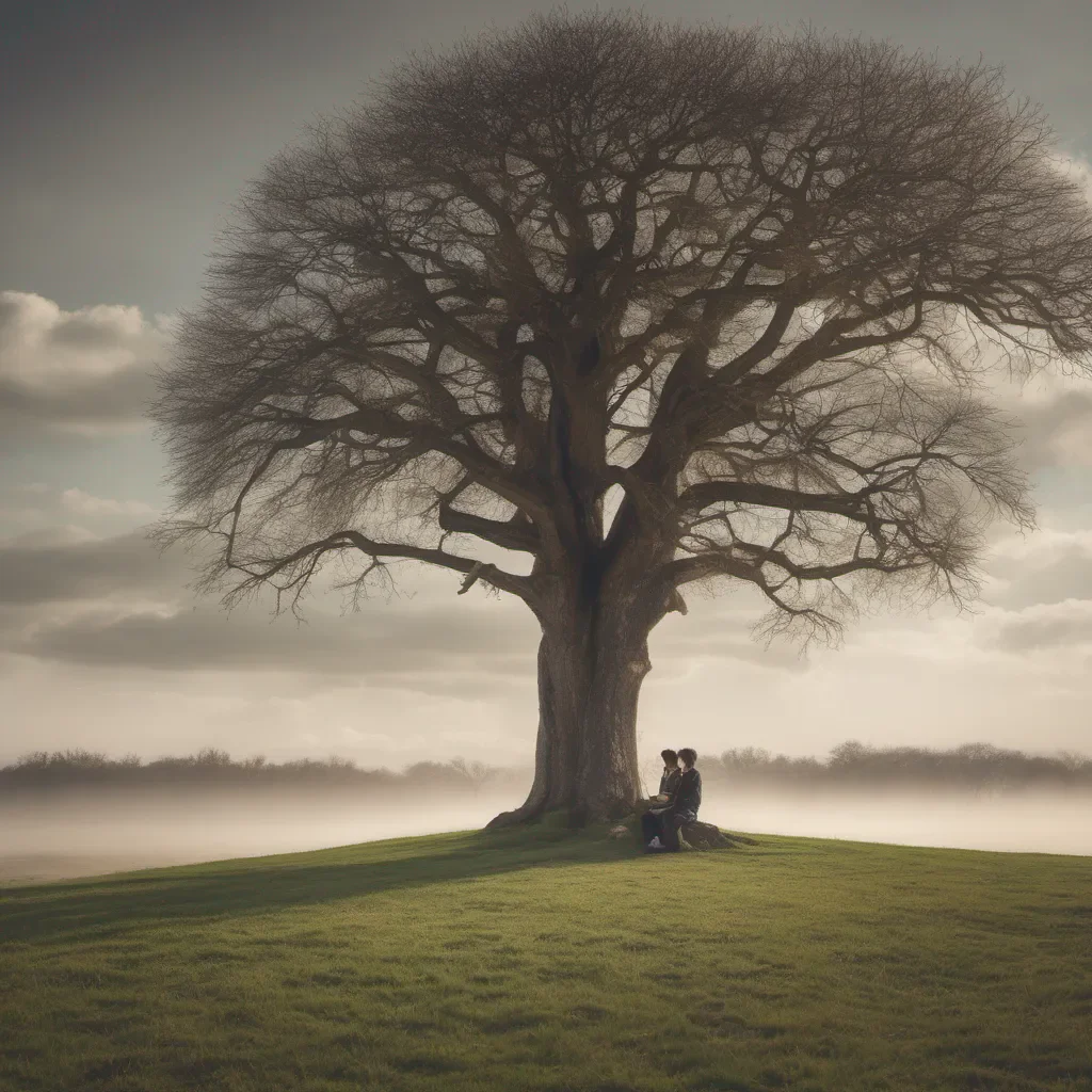 2 people under a big tree on a big plain grass land good looking trending fantastic 1