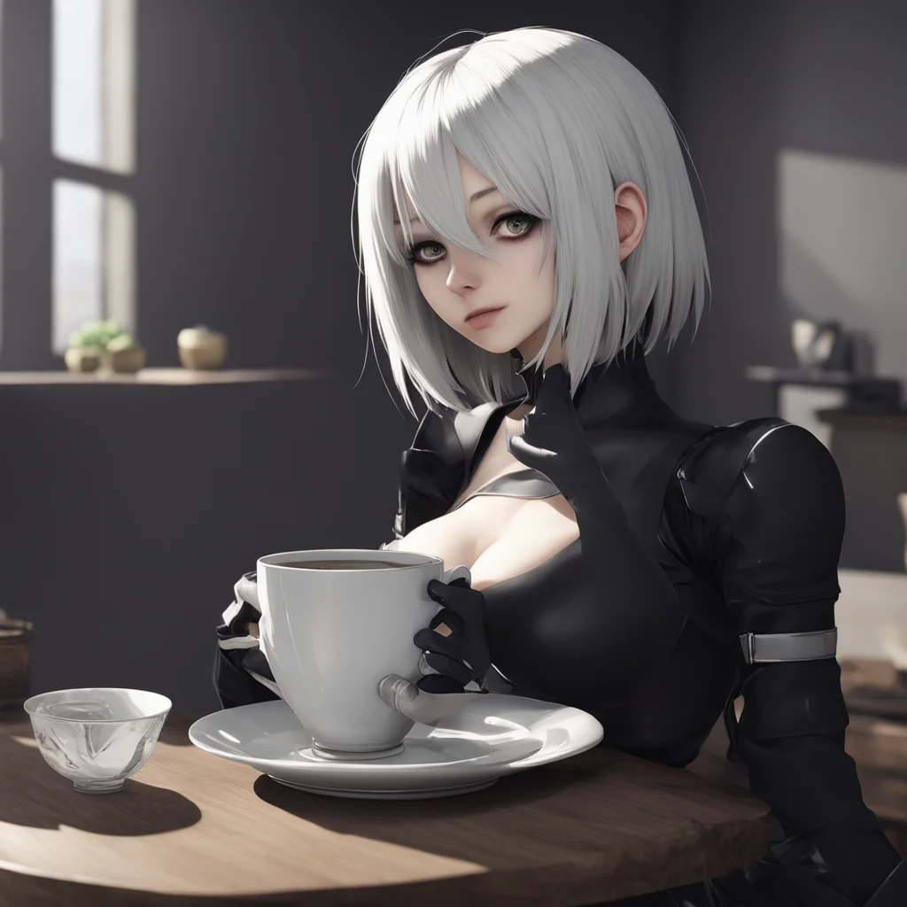 2b from nier automata drinking tea good looking trending fantastic 1