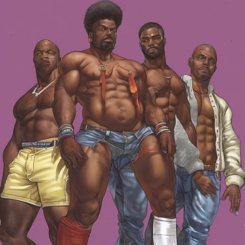 3 black men with huge cocks standing over a femboy drenched in cum amazing awesome portrait 2
