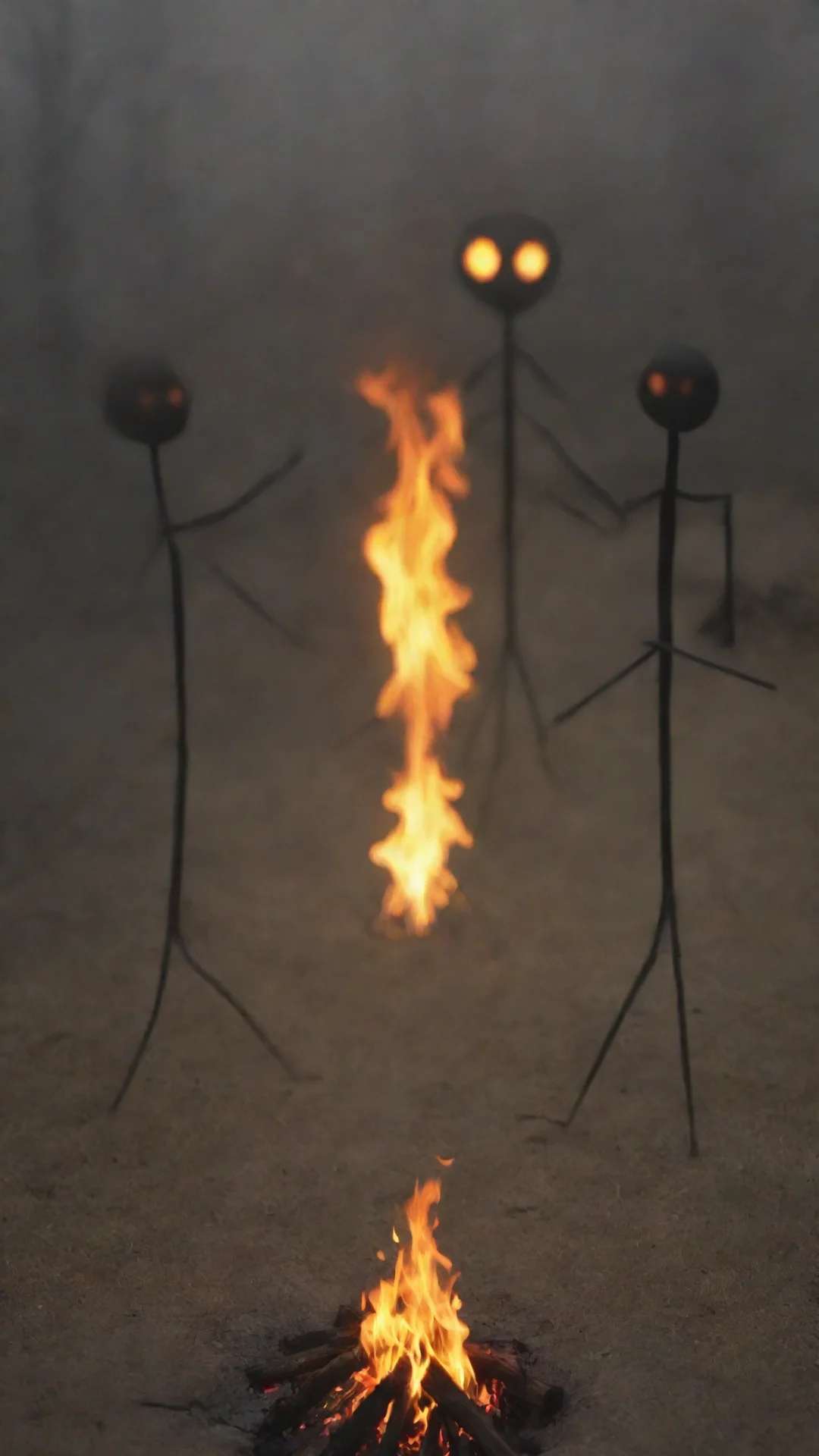 ai3 stickman around a fire tall