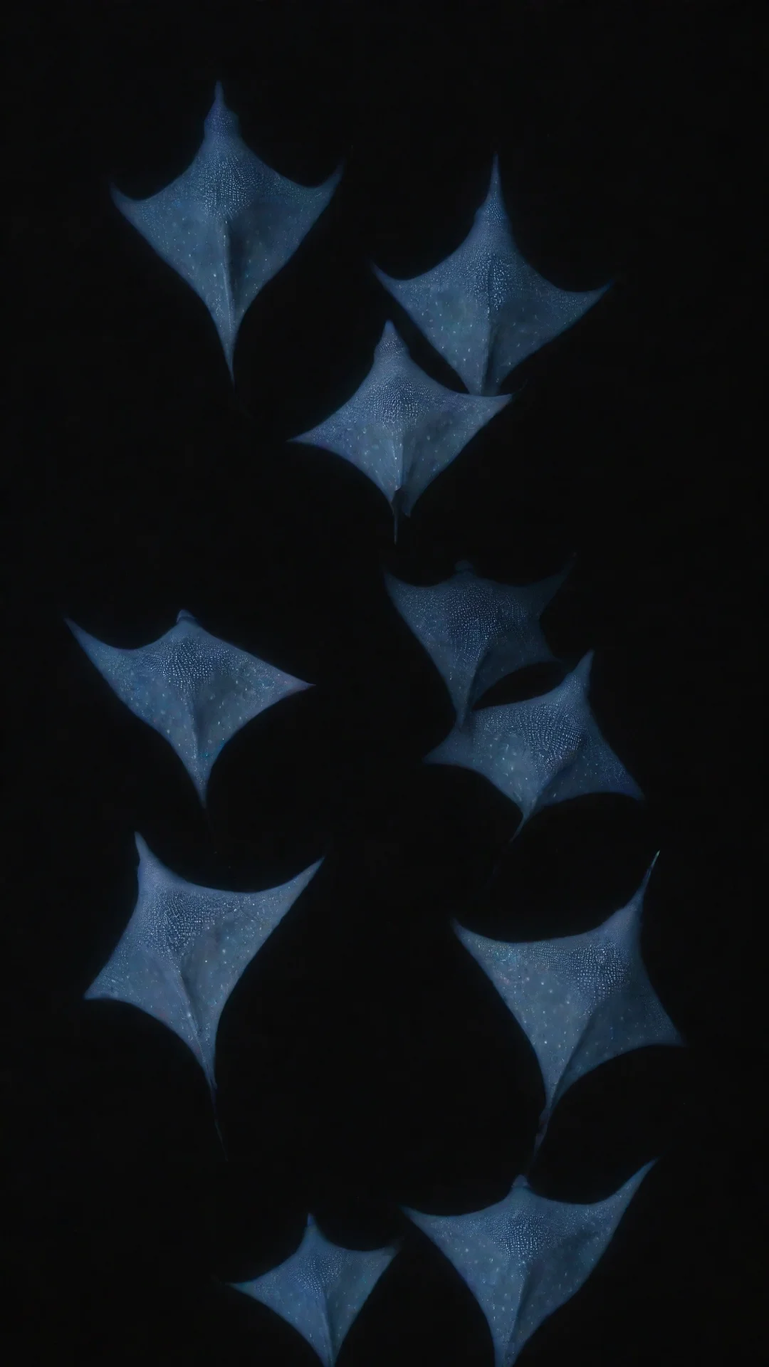 ai5 spotted eagle rays seen from above swimming away%2C on black background tall