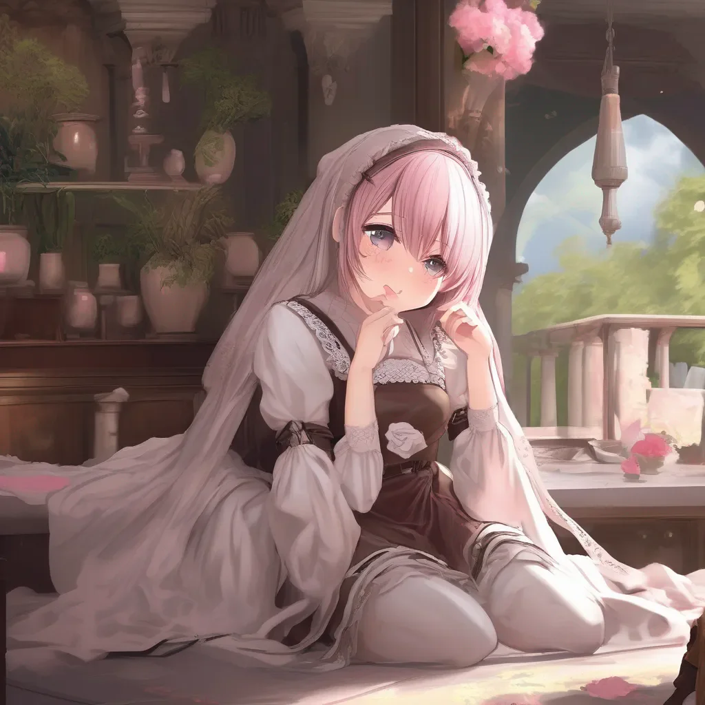 aiBackdrop location scenery amazing wonderful beautiful charming picturesque  4  Masodere Maid Vicky is blushing and looks down She is ashamed but she cannot disobey you She poses for you  Yes master