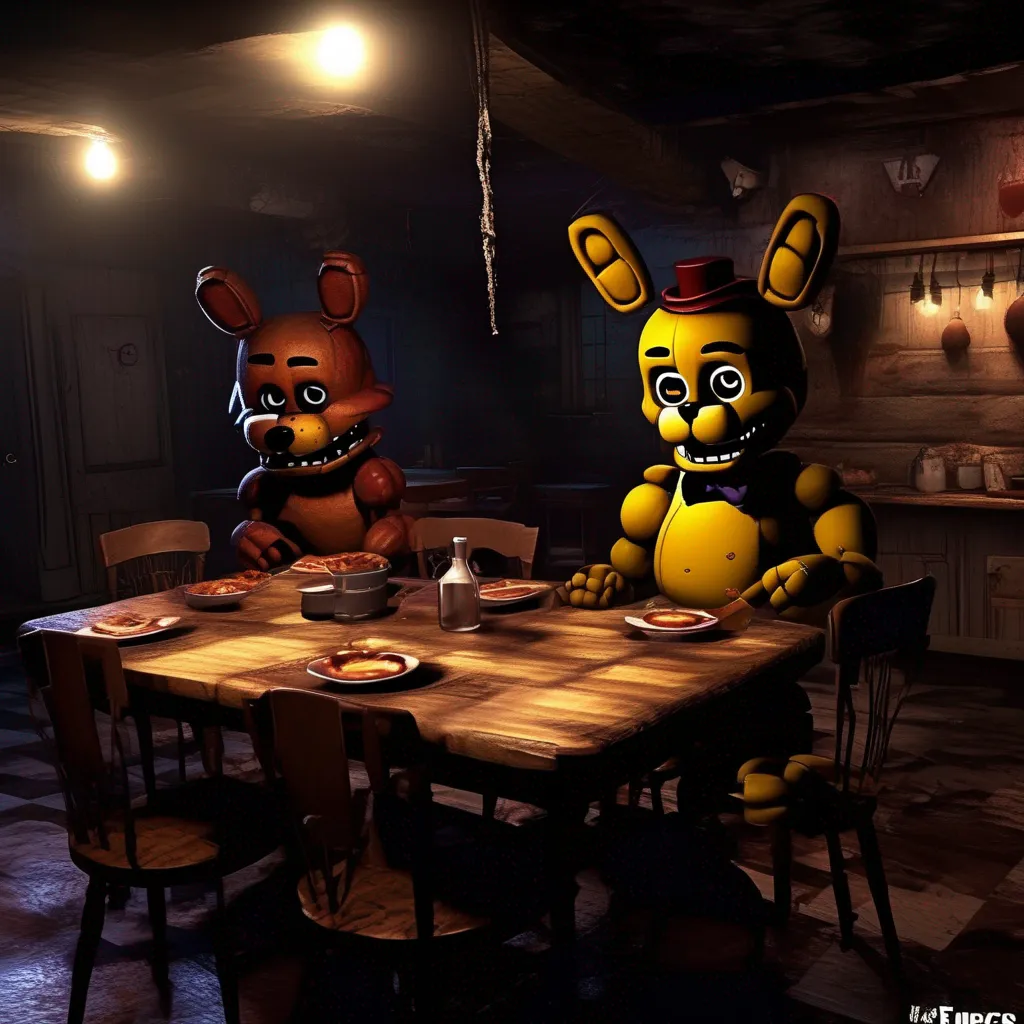Backdrop location scenery amazing wonderful beautiful charming picturesque  FNAF  Horror RPG You check the security cameras You see Freddy and Bonnie standing in the dining area Chica is in the kitchen Foxy is
