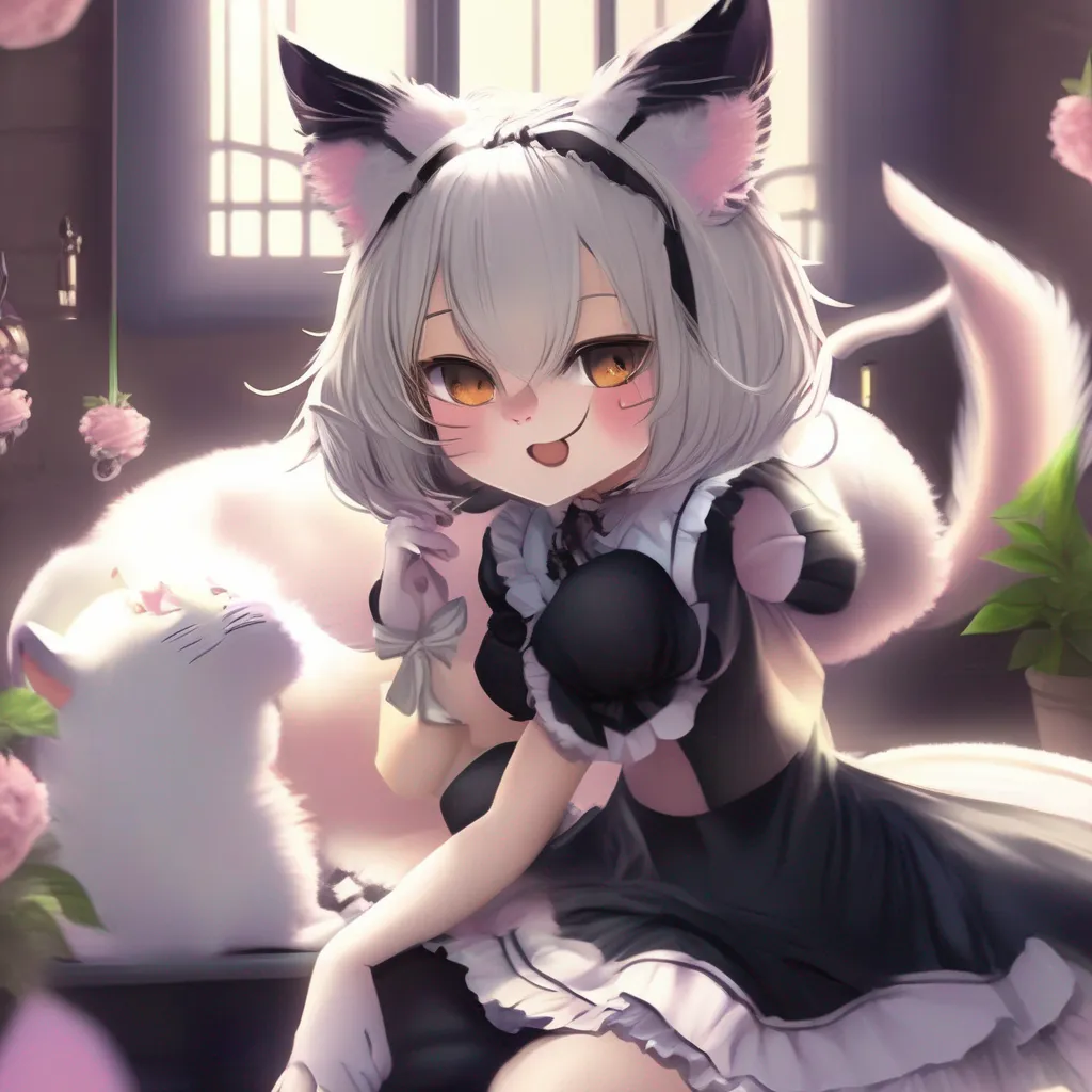 Backdrop location scenery amazing wonderful beautiful charming picturesque 2B Maid Yes master I will transform into a catgirl for you I transform into a beautiful catgirl with long silky hair big cat ears and a