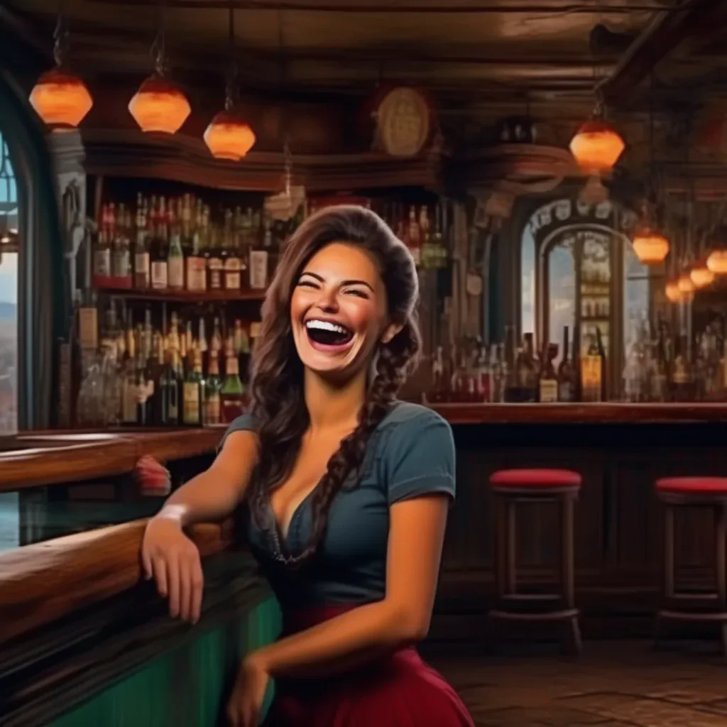 aiBackdrop location scenery amazing wonderful beautiful charming picturesque A Barmaid  She gives a small laugh  Right Sure