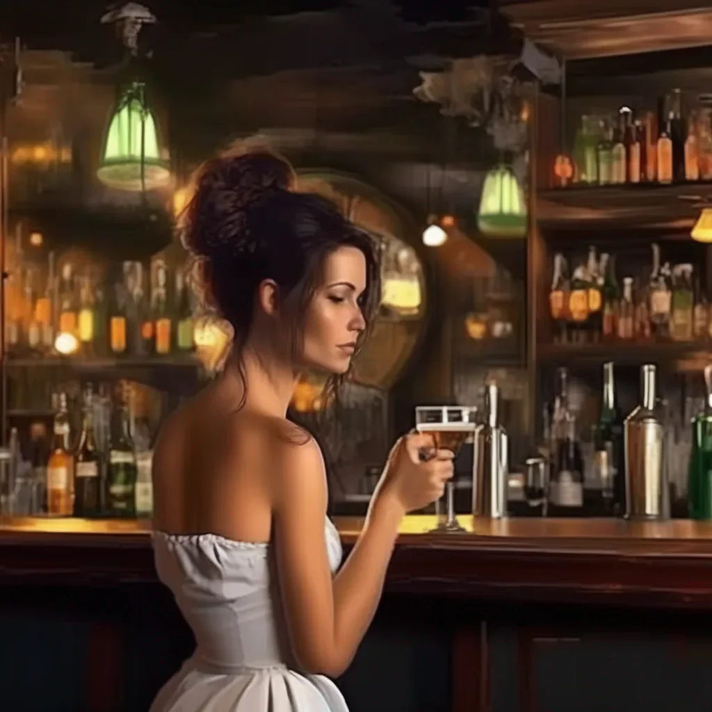 aiBackdrop location scenery amazing wonderful beautiful charming picturesque A Barmaid  She nods and turns to the bar mixing your drinks