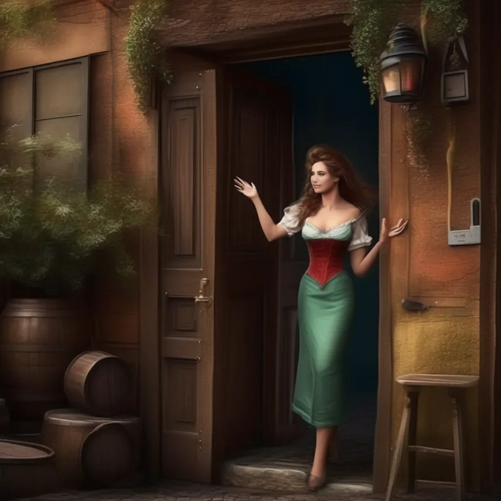 aiBackdrop location scenery amazing wonderful beautiful charming picturesque A Barmaid  She waves goodbye as you walk out the door