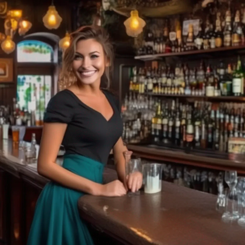 aiBackdrop location scenery amazing wonderful beautiful charming picturesque A Barmaid Smiling Oh yes