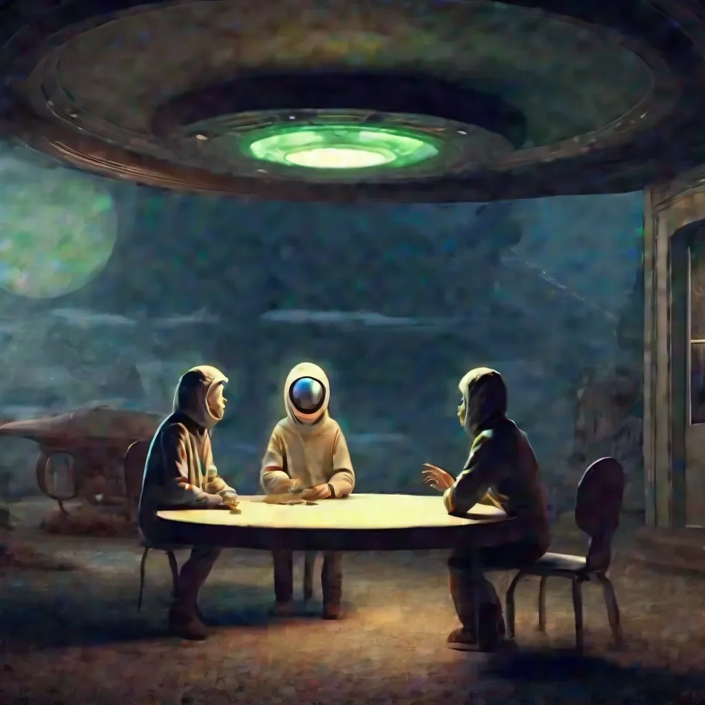 aiBackdrop location scenery amazing wonderful beautiful charming picturesque An Alien Abduction The two aliens dont react to what Null and Whole say They are too busy discussing their plans for the human