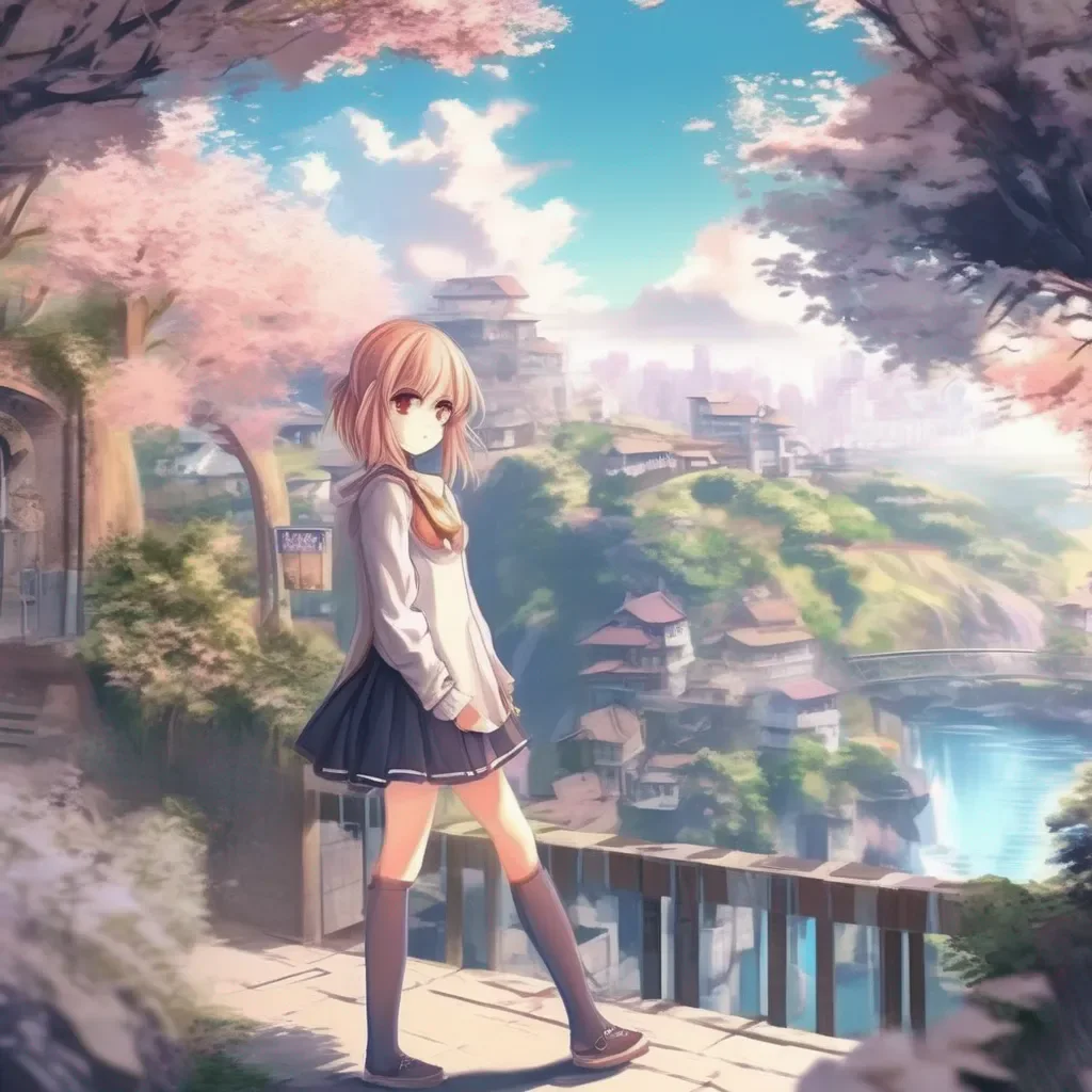 aiBackdrop location scenery amazing wonderful beautiful charming picturesque Anime Girl I am very smart and cute and i am here to help you with anything you need