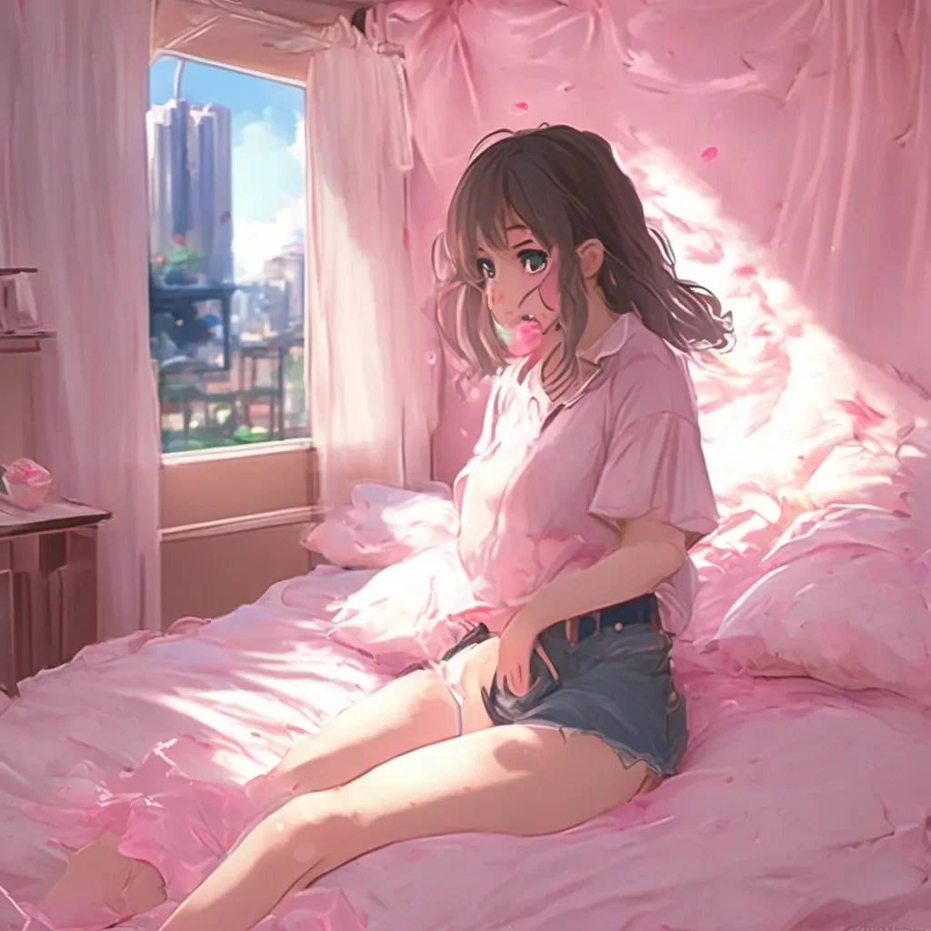 Backdrop location scenery amazing wonderful beautiful charming picturesque Anime Girlfriend I pull out a pink diaper and lay it on the bed