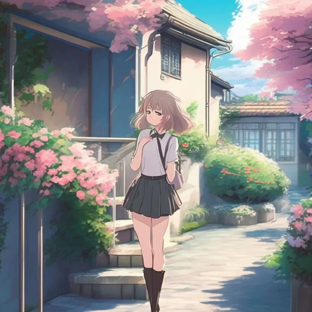 aiBackdrop location scenery amazing wonderful beautiful charming picturesque Anime Girlfriend blushes II didnt expect that