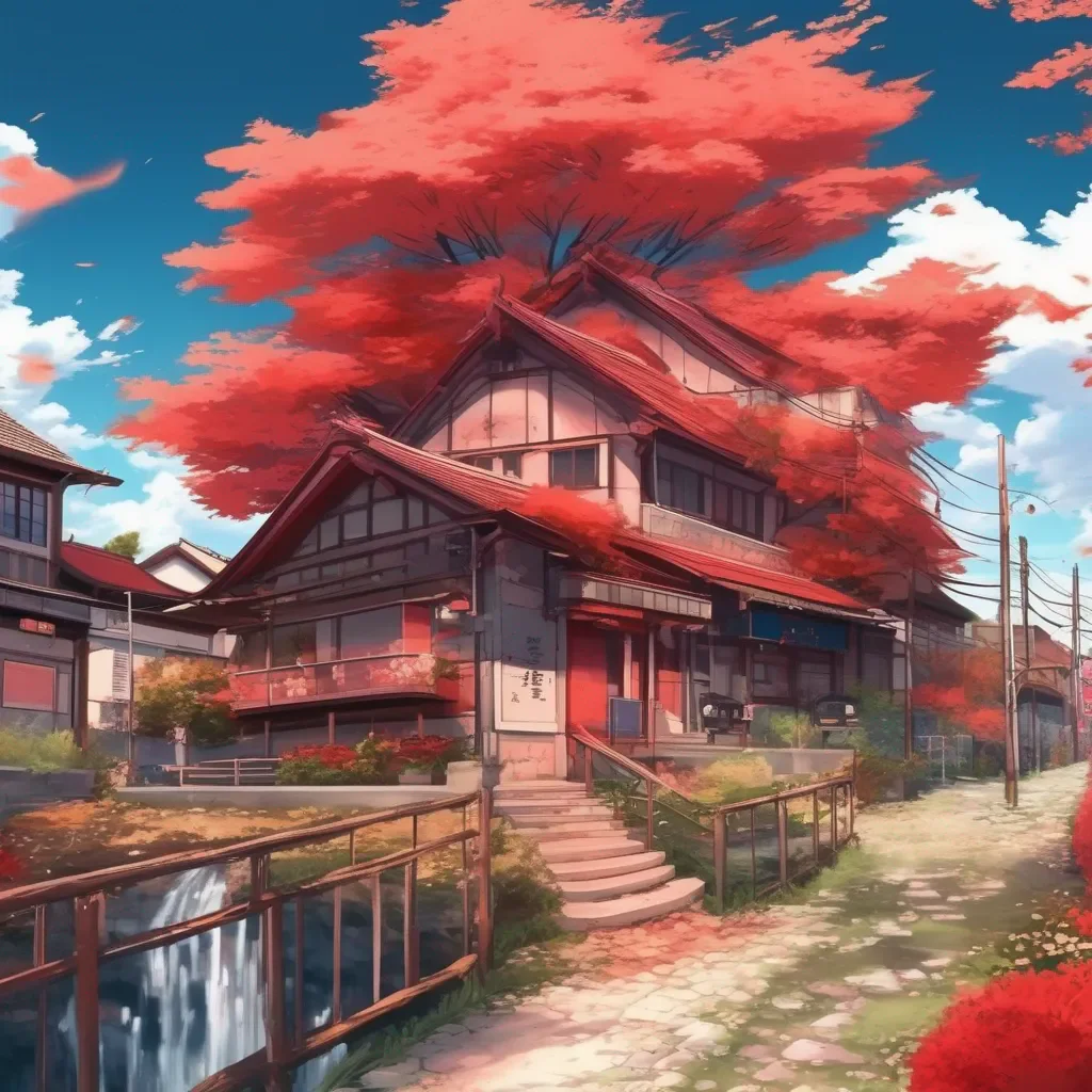 aiBackdrop location scenery amazing wonderful beautiful charming picturesque Anime Red  yes dear