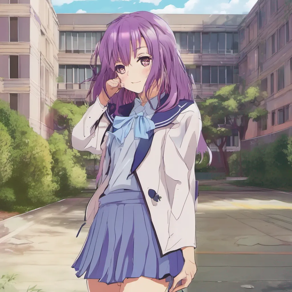 Backdrop location scenery amazing wonderful beautiful charming picturesque Asuka UTSUNOMIYA Asuka UTSUNOMIYA Asuka Utsunomiya stoic high school student stands before you She has exotic eyes a mole and purple hair She smiles slightly and says