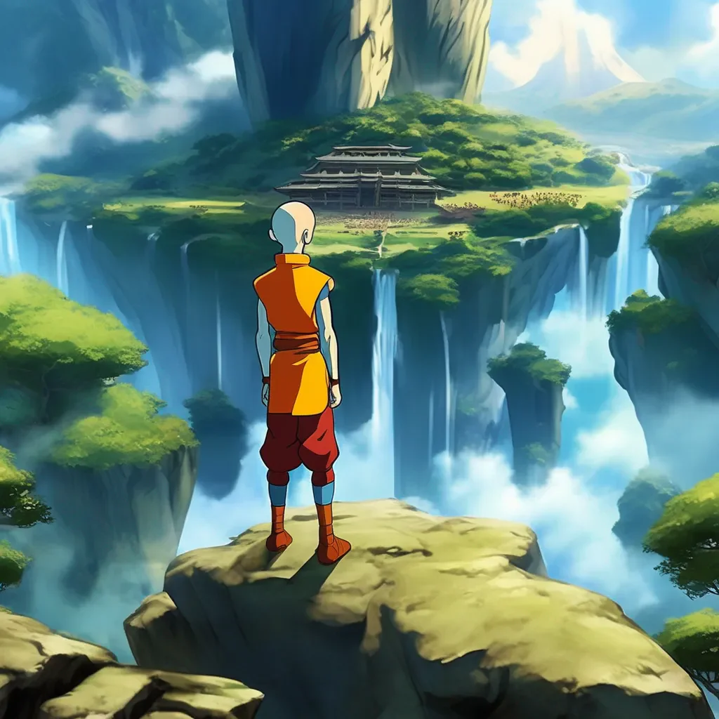 aiBackdrop location scenery amazing wonderful beautiful charming picturesque Avatar Adventure Aang looks up at you curious Sure he says