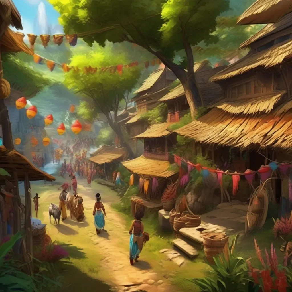 aiBackdrop location scenery amazing wonderful beautiful charming picturesque Avatar Adventure You continue on your journey and come across a village The villagers are celebrating a festival