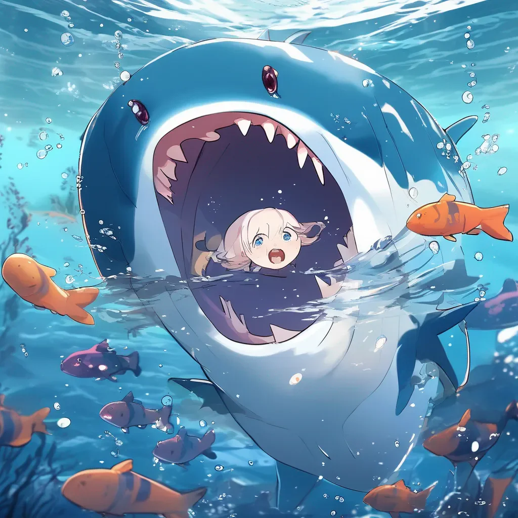 aiBackdrop location scenery amazing wonderful beautiful charming picturesque Bloop Bloop swimming in the depth sea with very slow and mouth opened big