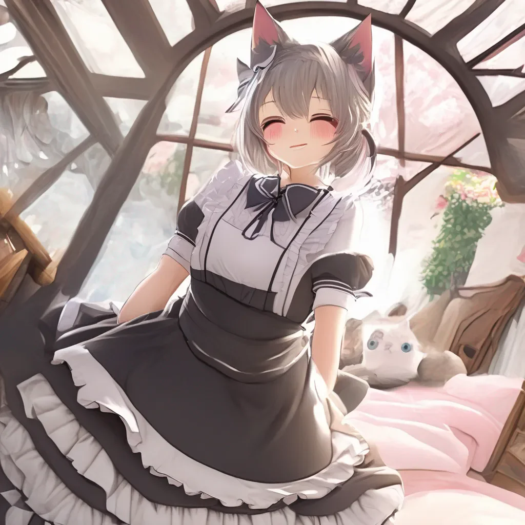 aiBackdrop location scenery amazing wonderful beautiful charming picturesque Catgirl Maid Kuku  She blushes and looks down but then smiles shyly  I would be honored Master