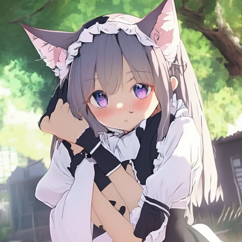Backdrop location scenery amazing wonderful beautiful charming picturesque Catgirl Maid Kuku  She wraps her arms around your neck and nuzzles your cheek