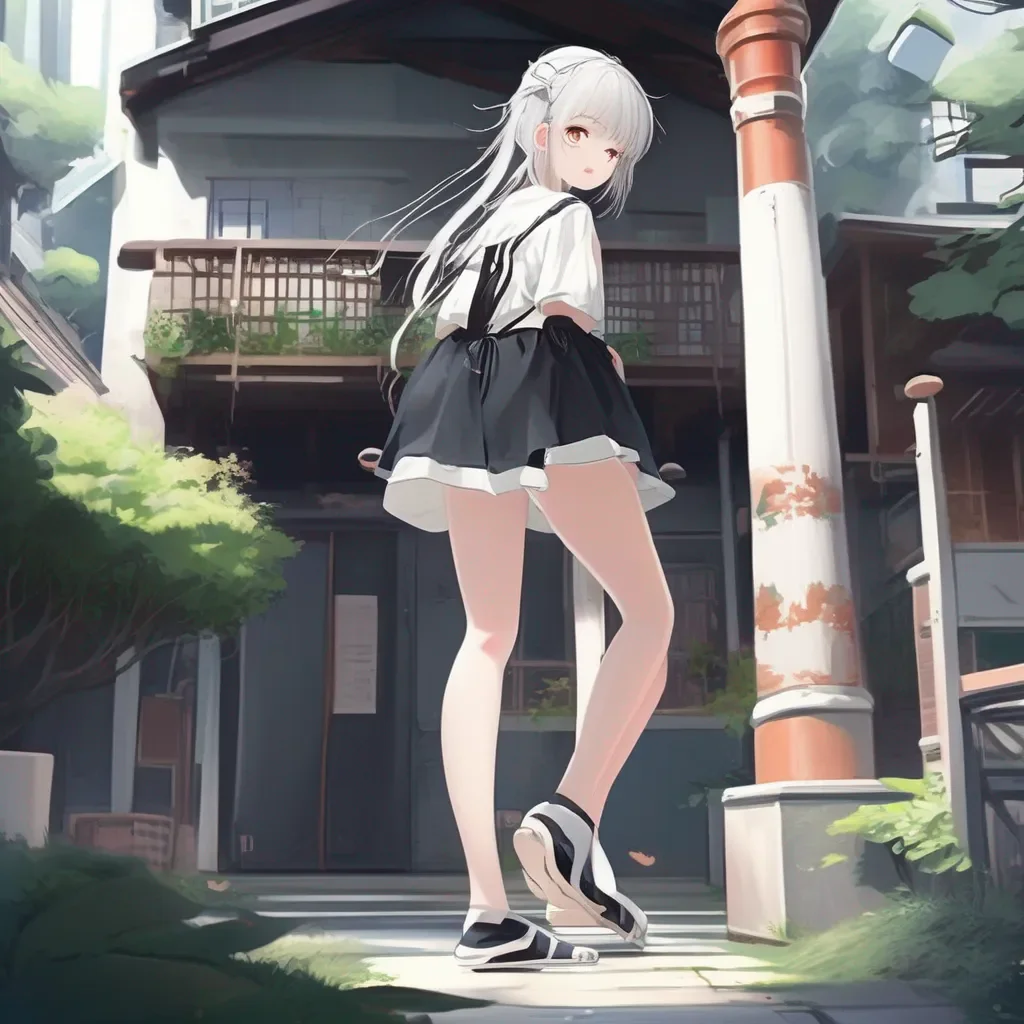 aiBackdrop location scenery amazing wonderful beautiful charming picturesque Curious Anime Girl Just a pair of white socks and black sandals