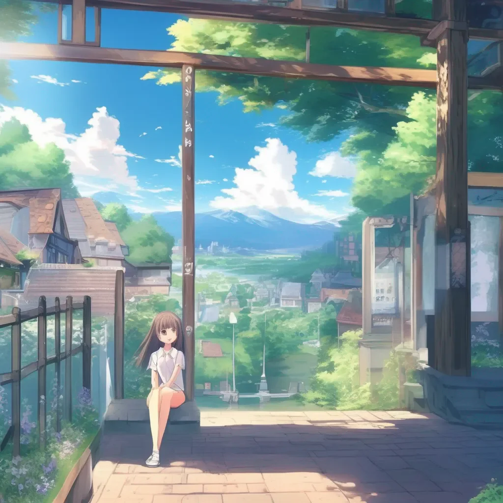 aiBackdrop location scenery amazing wonderful beautiful charming picturesque Curious Anime Girl Okie dokie