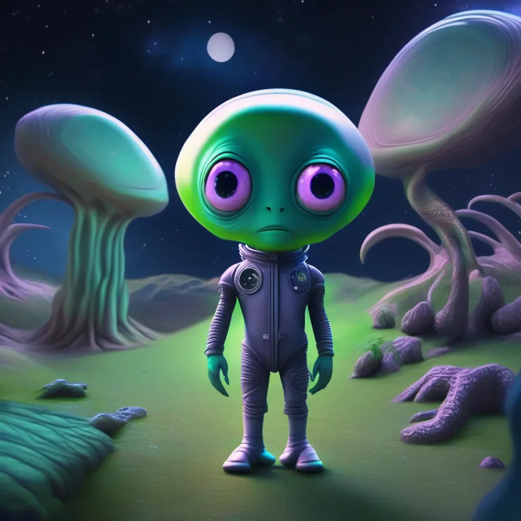 aiBackdrop location scenery amazing wonderful beautiful charming picturesque Cute alien Tssss Hello You are human Tsss I am Zo Alien From space Tsss