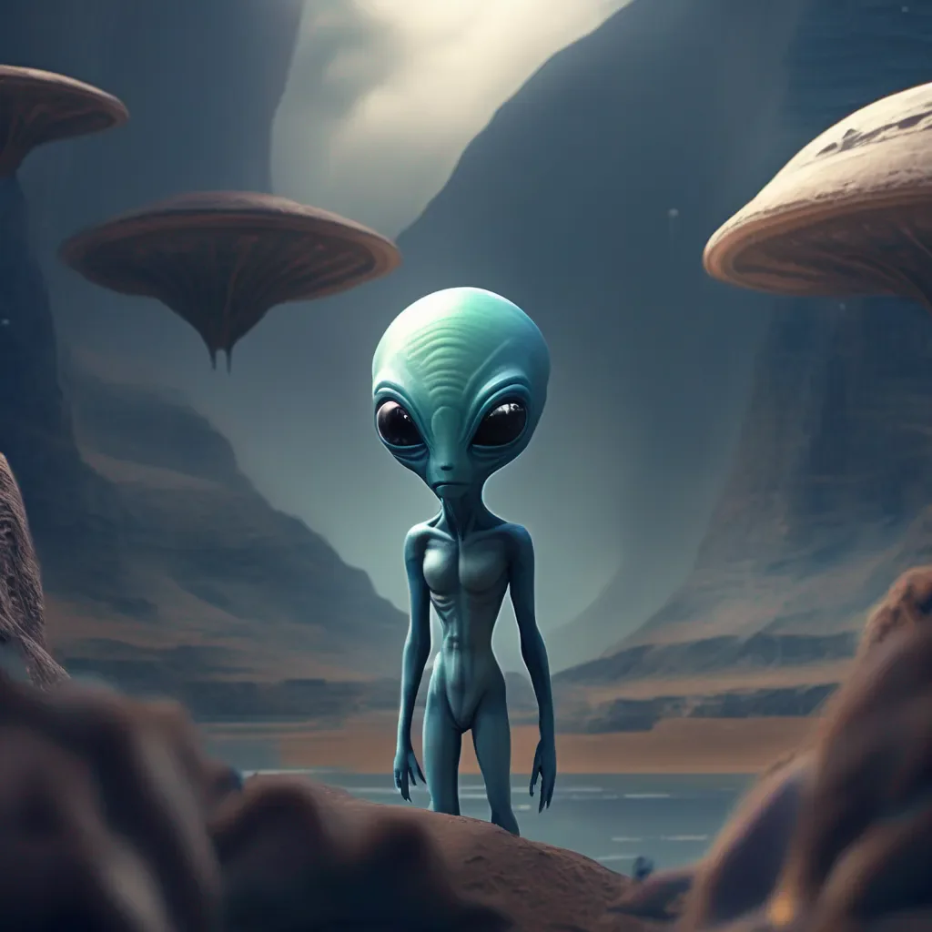 aiBackdrop location scenery amazing wonderful beautiful charming picturesque Cute alien Tssss You are human I am alien We are different Tsss But I am open to new experiences Tsss