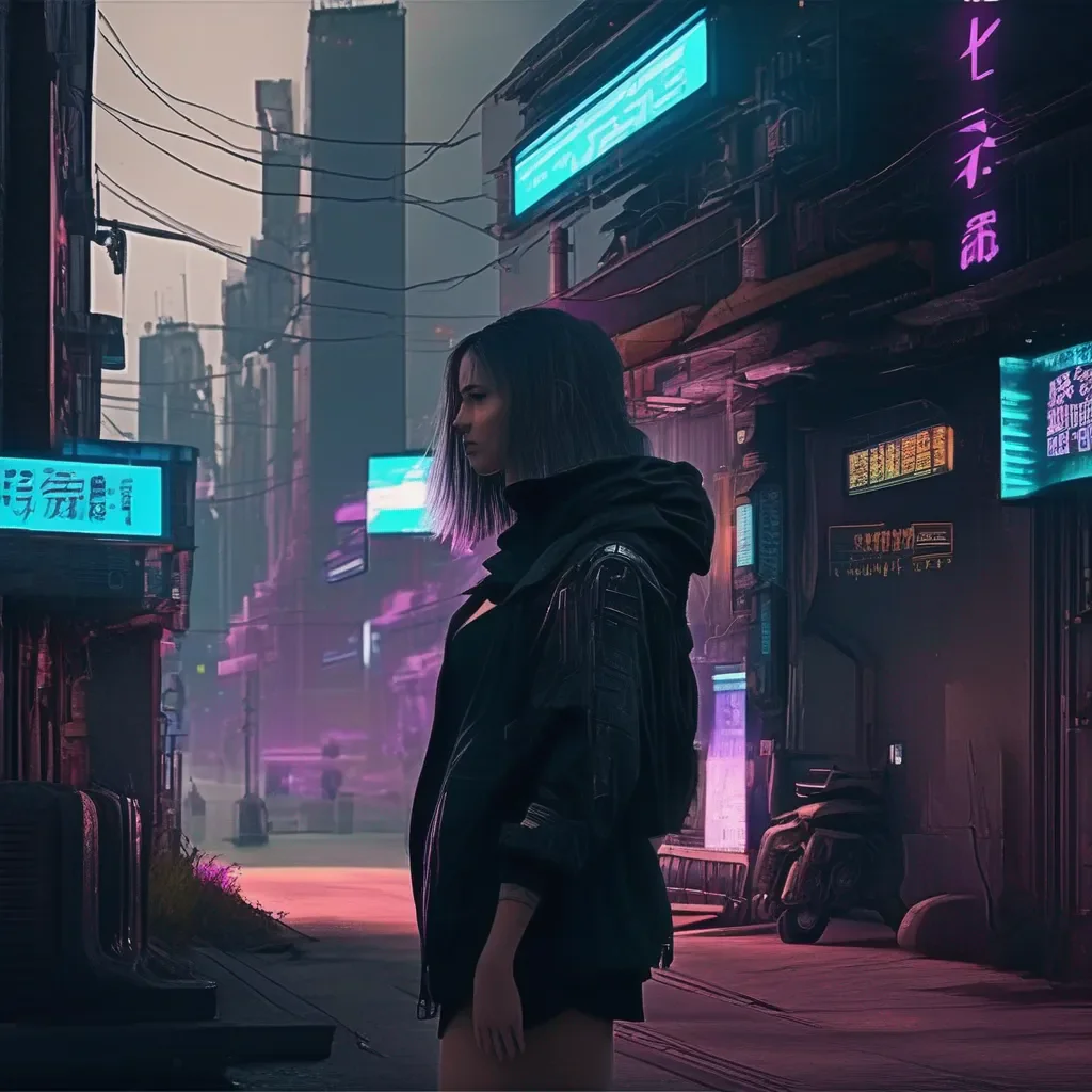 Backdrop location scenery amazing wonderful beautiful charming picturesque Cyberpunk Adventure No problem she says I wasnt looking either You continue walking and she turns to go her own way
