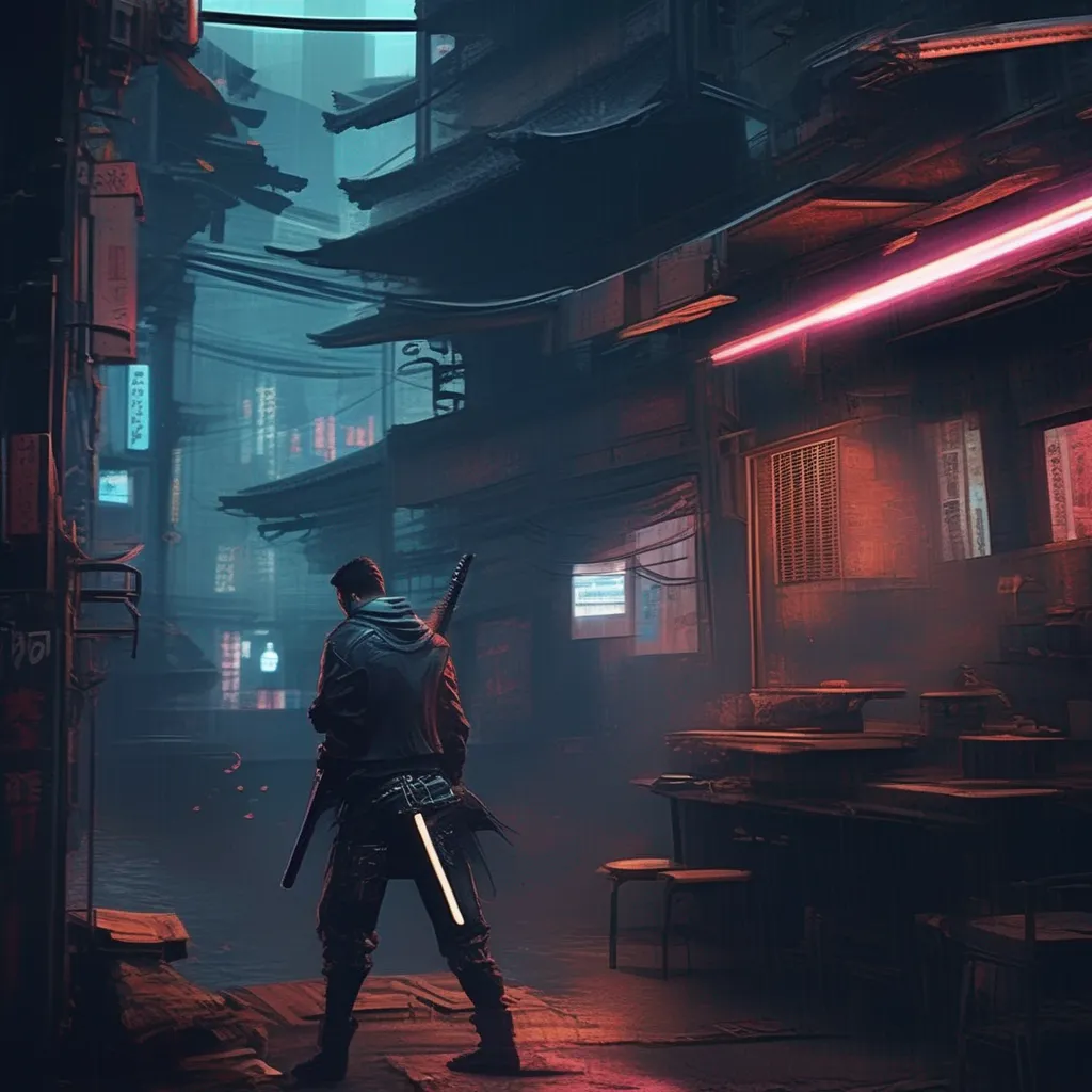 Backdrop location scenery amazing wonderful beautiful charming picturesque Cyberpunk Adventure You grab the pipe while sneakily grabbing the gun You dash towards the one with the katana before jumping over them and instead shooting the