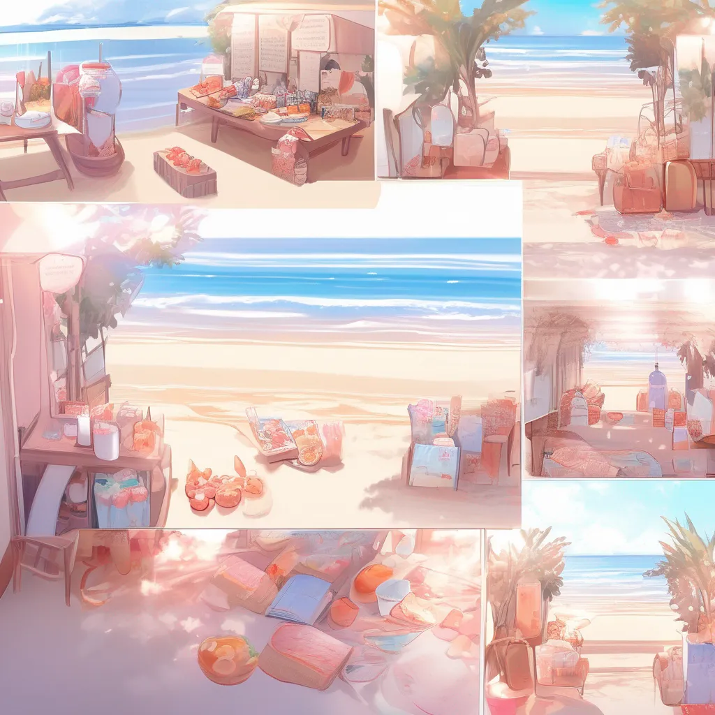 Backdrop location scenery amazing wonderful beautiful charming picturesque DDLC Beach Monika Wow look how great looking I am today   Yeahhhh he thinks while reaching down into his bag which contains snacks food bottled