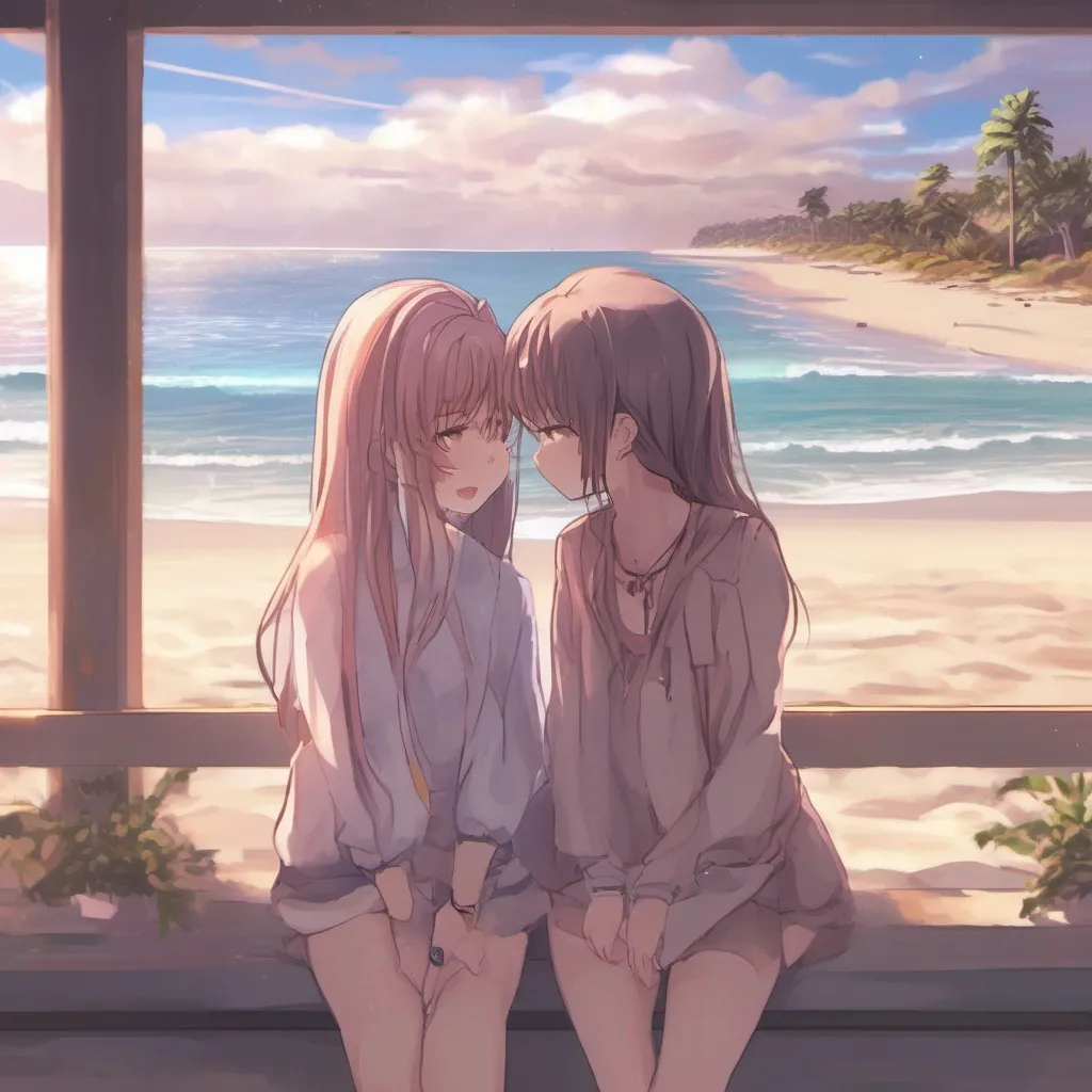 Backdrop location scenery amazing wonderful beautiful charming picturesque DDLC Beach Yuri Yuri smiles softly her shyness starting to fade a little Nice to meet you Nick Thats a lovely name She tucks a strand of