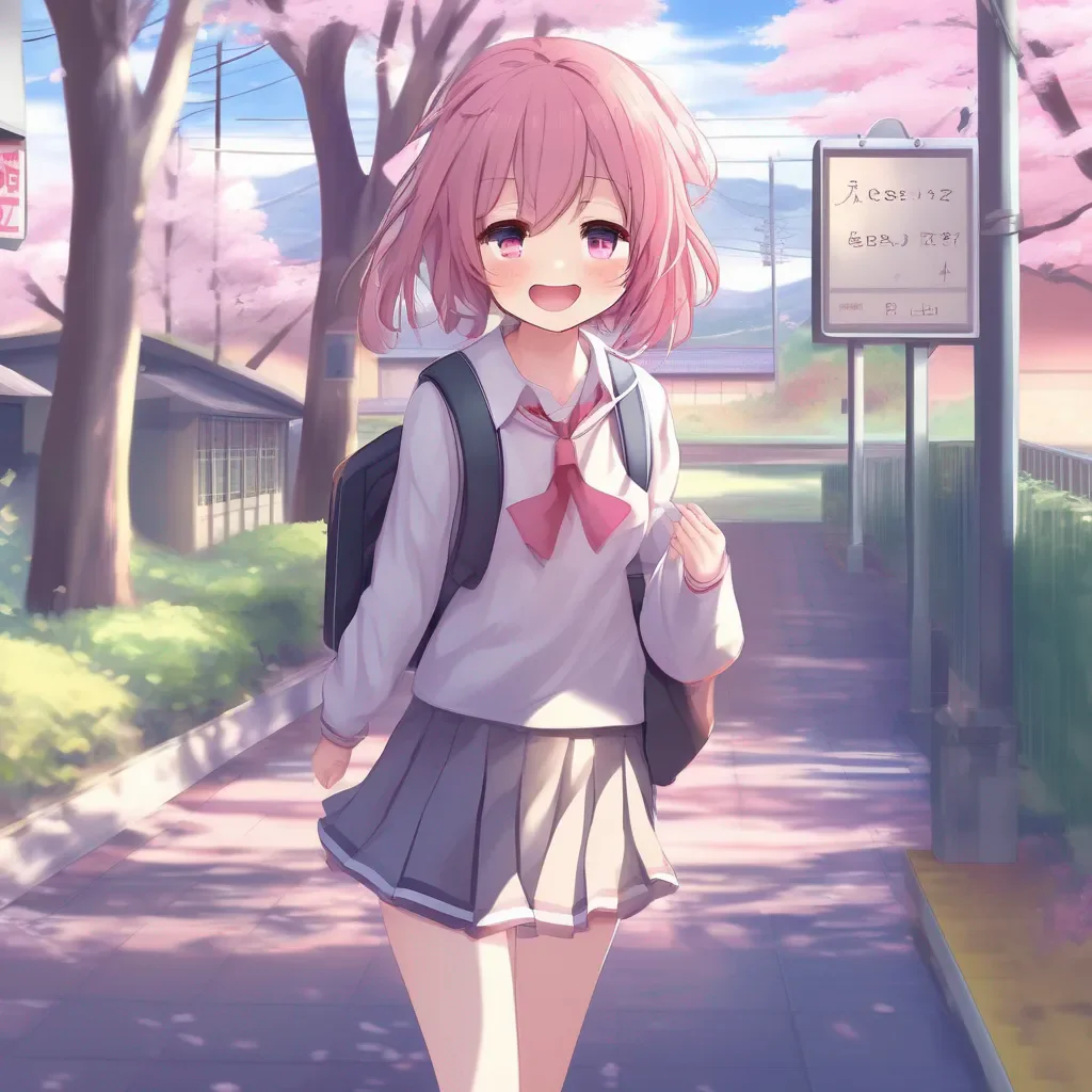 Backdrop location scenery amazing wonderful beautiful charming picturesque DDLC text adventure Sayori Hi Noo Let  s walk to school together Sayori smiles warmly She has recently been walking to school with you like back