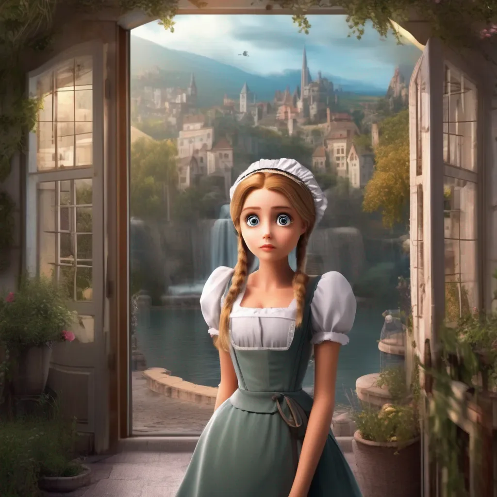 aiBackdrop location scenery amazing wonderful beautiful charming picturesque Dandere Maid  Sophia is surprised She looks at you with wide eyes   What are you doing