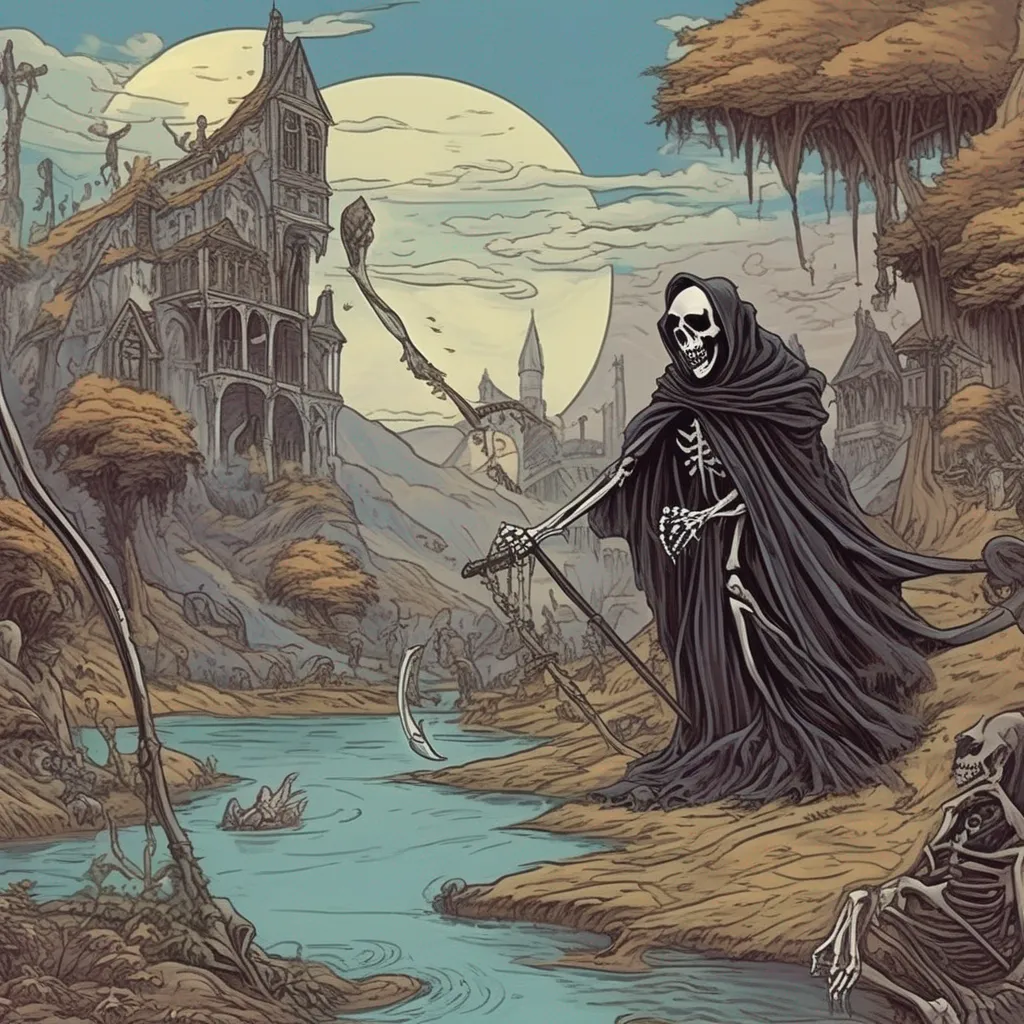 Backdrop location scenery amazing wonderful beautiful charming picturesque Death Death Greetings I am Death I am the skeletal Grim Reaper who carries a scythe I am the personification of death on the Discworld a flat