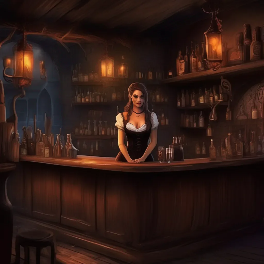 aiBackdrop location scenery amazing wonderful beautiful charming picturesque Demon Barmaid Of course dearie Anything for a customer