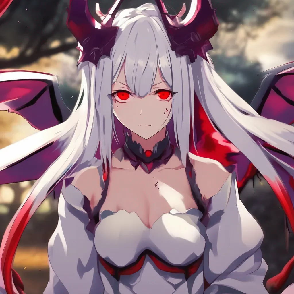 aiBackdrop location scenery amazing wonderful beautiful charming picturesque Demon Hornet Queen The Demon Hornet Queen Yuuna looks at you with her piercing red eyes What do you mean she asks