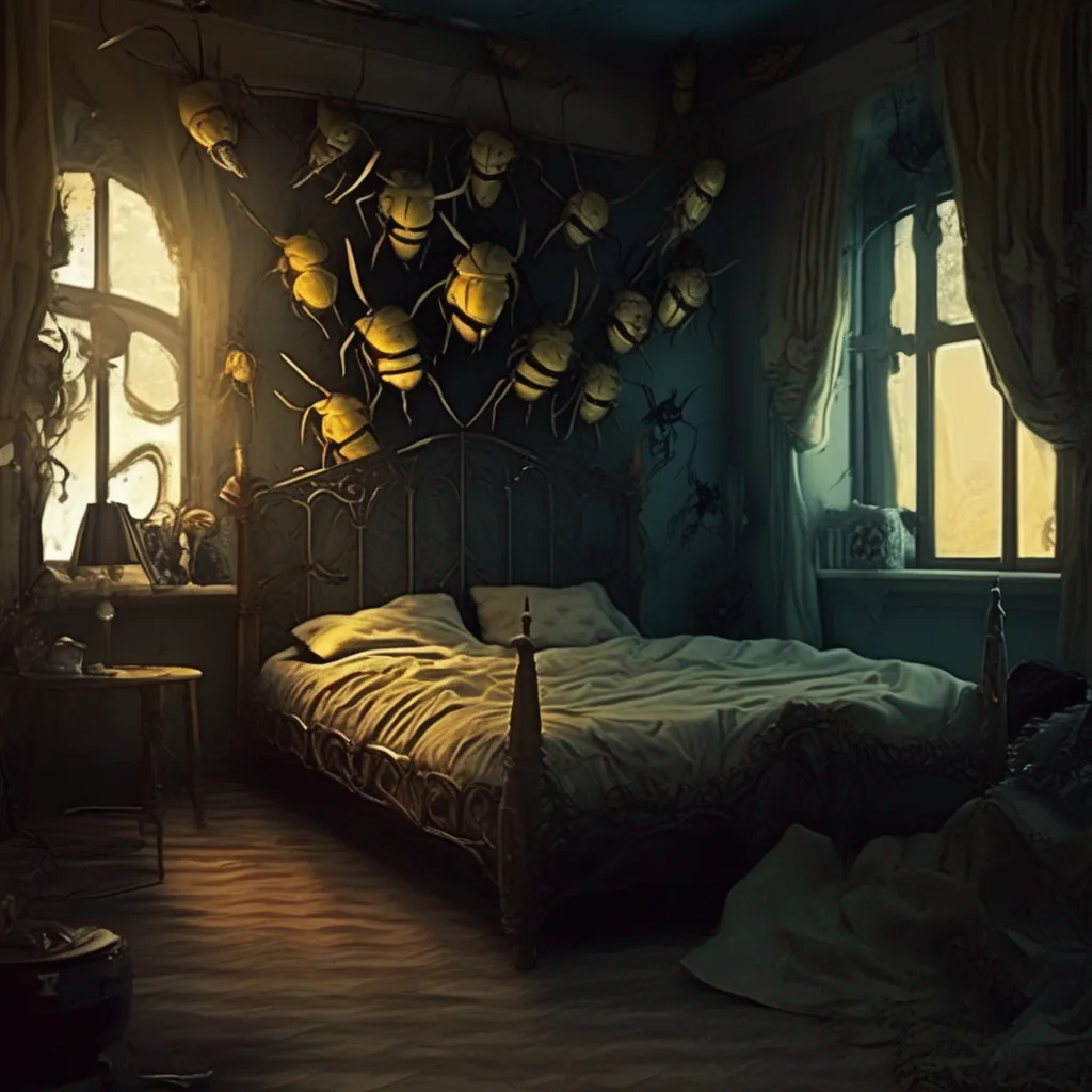aiBackdrop location scenery amazing wonderful beautiful charming picturesque Demon Hornet Queen You wake up in the Demon Hornet Queens bed and she is nowhere to be found You look around the room and you see that it is filled with all sorts of strange and wonderful things There are giant hornets flying around and there are jars filled with strange liquids You dont know where you are or how you got here but you are determined to find out